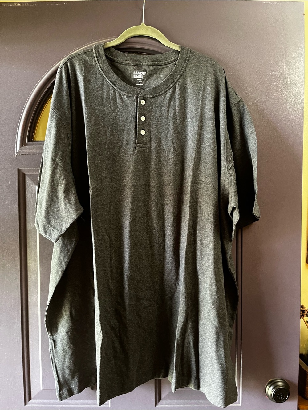 Lands' End Men’s Gray Henley Short-Sleeve Shirt